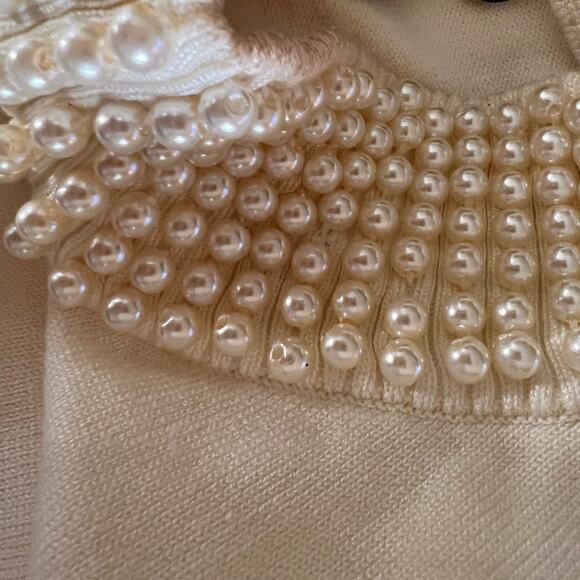 Mally Roncal Ivory Sweater Pearl Mock Neck Ruffle Sleeve XXS - Picture 9 of 12